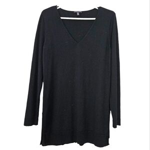 Eileen Fisher Merino Wool black long sleeve sweater/ tunic size S